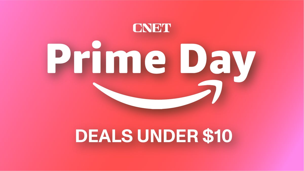 Text: CNET Prime Day Deals Under $10 in red