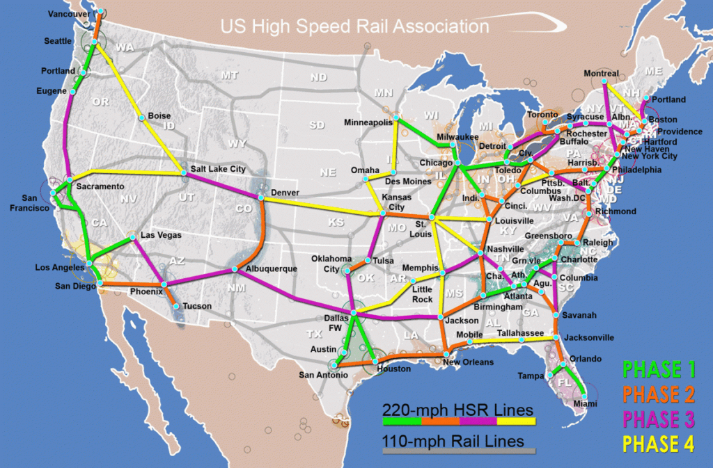 Map of the US High Speed ​​Rail Association